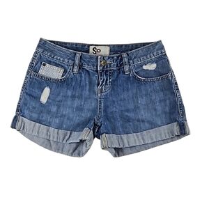 100% Cotton Jean Shorts w/ Striped Pockets